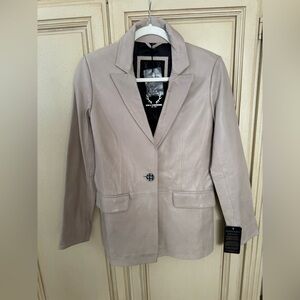 Women's Beige Leather Blazer